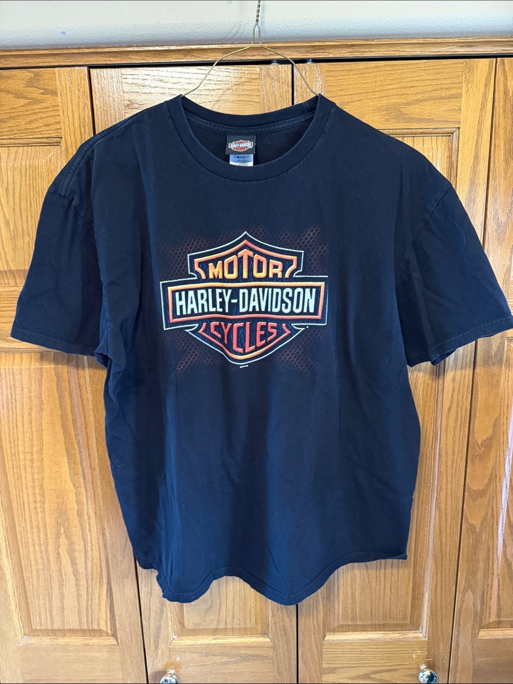 Harley-Davidson Black Short Sleeve Tee with Orange and White Logo- XXL